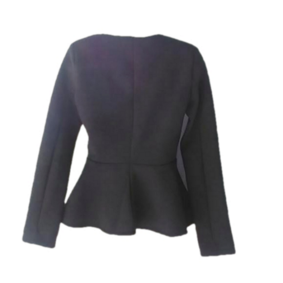 Topshop Dark Grey Fit + Flare Zippered Blazer Peplum Back EUC - Picture 4 of 14